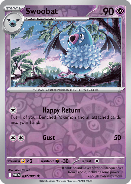 Swoobat 037/086 White Flare Reverse Holo