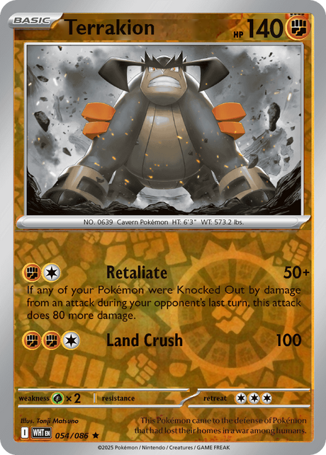 Terrakion 054/086 White Flare Reverse Holo