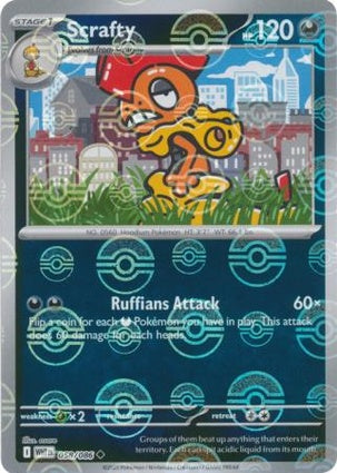 Scrafty 058/086 White Flare Poké Ball Reverse Holo