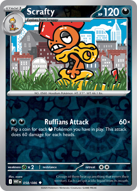 Scrafty 058/086 White Flare Reverse Holo