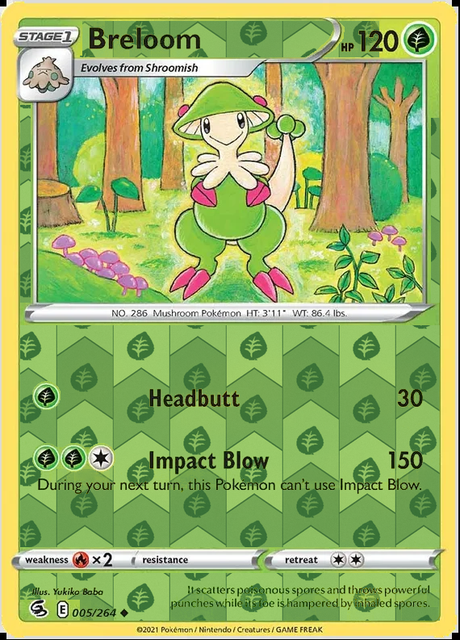 Breloom 005/264, Fusion Strike, Reverse Holo finish, representative matte composite