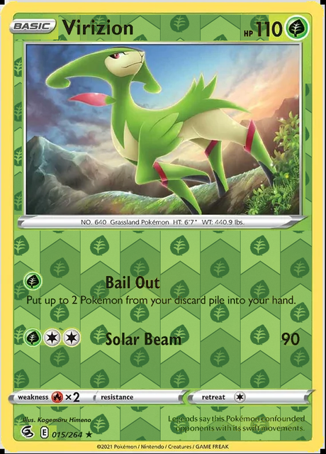 Virizion 015/264, Fusion Strike, Reverse Holo finish, representative matte composite