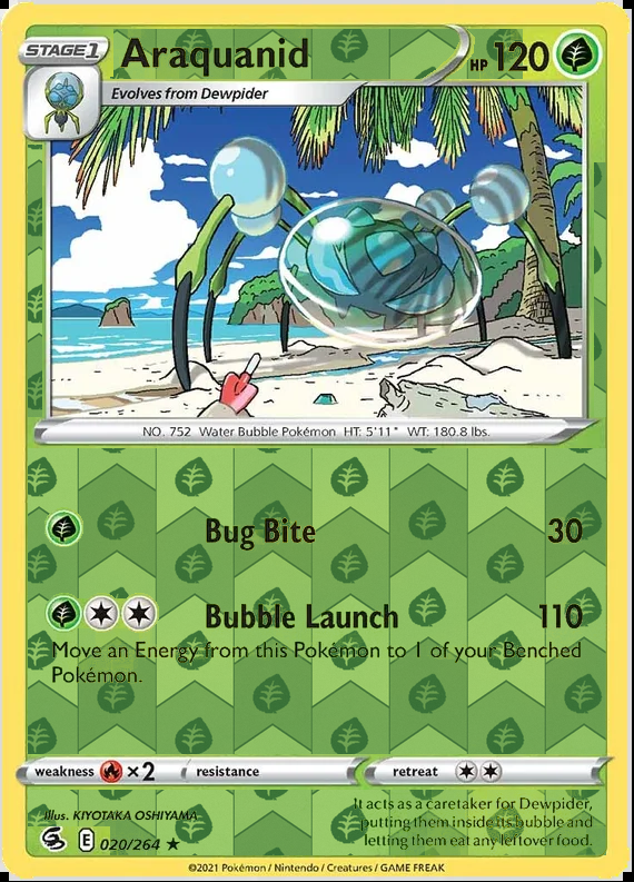 Araquanid 020/264, Fusion Strike, Reverse Holo finish, representative matte composite