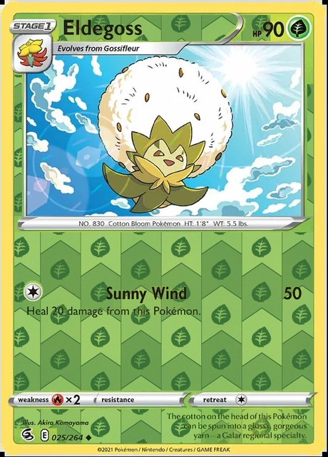 Eldegoss 025/264, Fusion Strike, Reverse Holo finish, representative matte composite