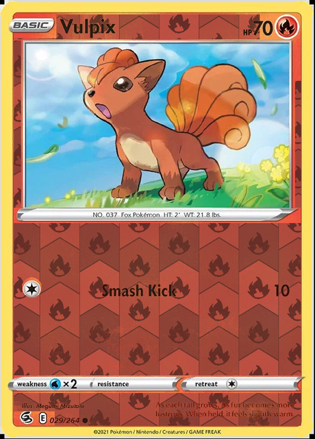 Vulpix 029/264, Fusion Strike, Reverse Holo finish, representative matte composite