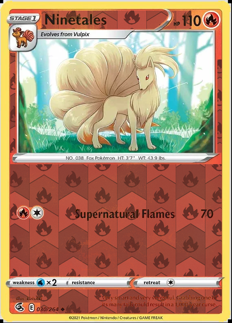 Ninetales 030/264, Fusion Strike, Reverse Holo finish, representative matte composite