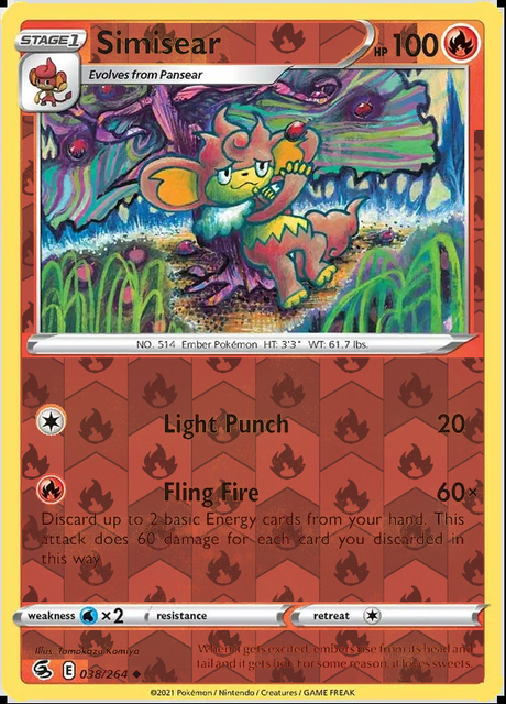 Simisear 038/264, Fusion Strike, Reverse Holo finish, representative matte composite