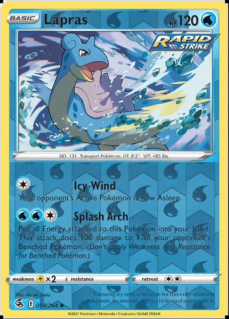 Lapras 054/264, Fusion Strike, Reverse Holo finish, representative matte composite