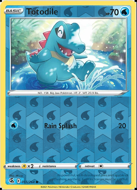 Totodile 055/264, Fusion Strike, Reverse Holo finish, representative matte composite