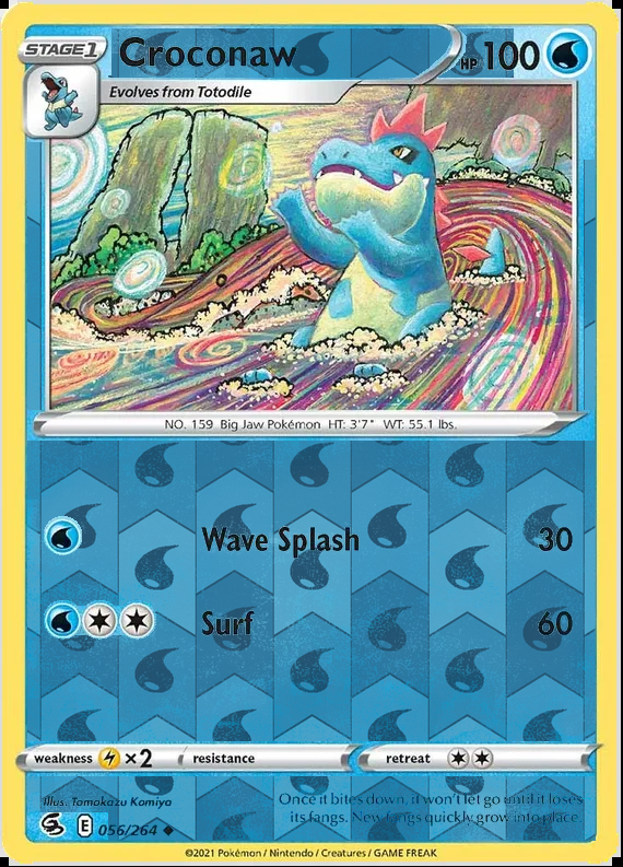 Croconaw 056/264, Fusion Strike, Reverse Holo finish, representative matte composite