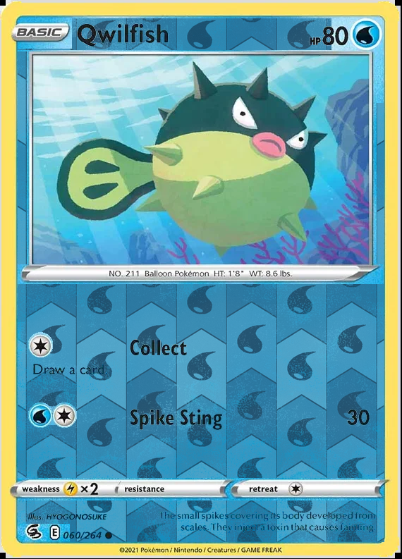 Qwilfish 060/264, Fusion Strike, Reverse Holo finish, representative matte composite