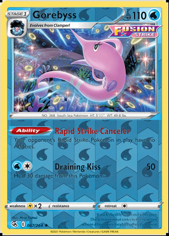 Gorebyss 067/264, Fusion Strike, Reverse Holo finish, representative matte composite