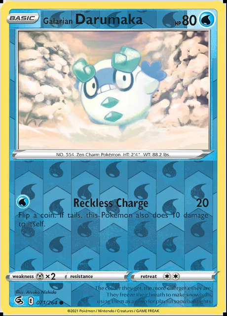 Galarian Darumaka 071/264, Fusion Strike, Reverse Holo finish, representative matte composite