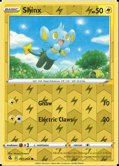 Shinx 091/264, Fusion Strike, Reverse Holo finish, representative matte composite