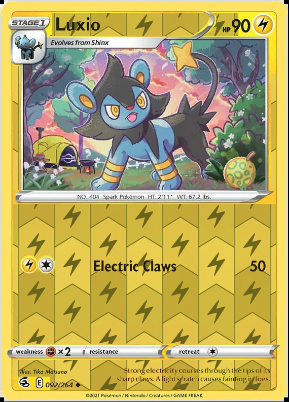Luxio 092/264, Fusion Strike, Reverse Holo finish, representative matte composite