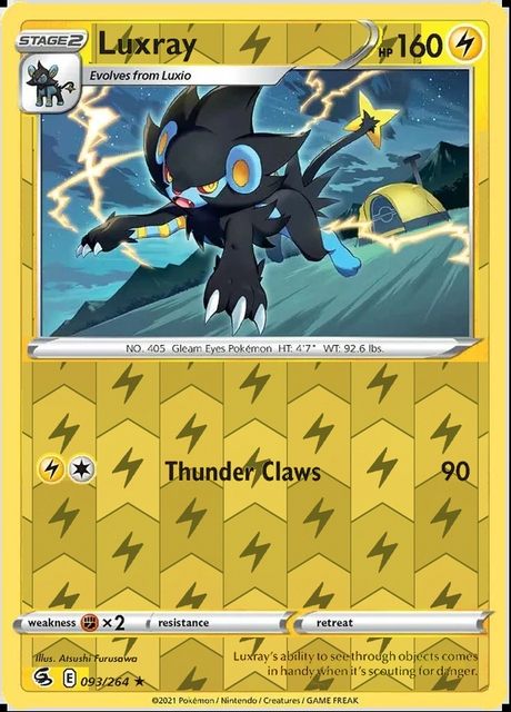 Luxray 093/264, Fusion Strike, Reverse Holo finish, representative matte composite