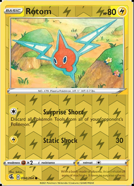 Rotom 094/264, Fusion Strike, Reverse Holo finish, representative matte composite