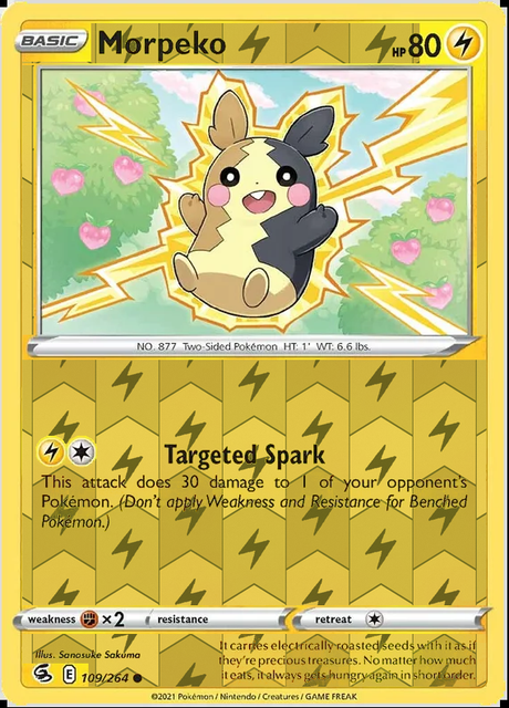 Morpeko 109/264, Fusion Strike, Reverse Holo finish, representative matte composite