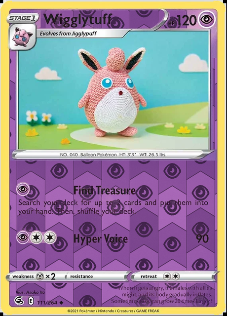 Wigglytuff 111/264, Fusion Strike, Reverse Holo finish, representative matte composite