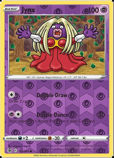 Jynx 112/264, Fusion Strike, Reverse Holo finish, representative matte composite