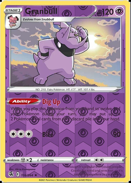 Granbull 116/264, Fusion Strike, Reverse Holo finish, representative matte composite