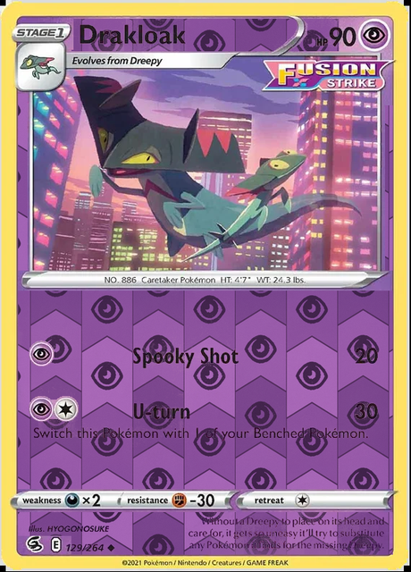 Drakloak 129/264, Fusion Strike, Reverse Holo finish, representative matte composite