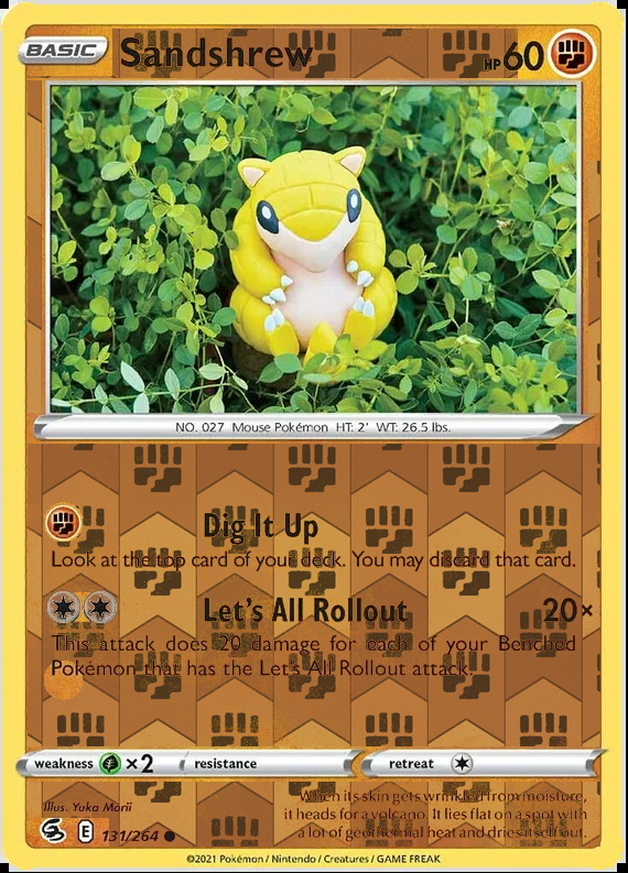 Sandshrew 131/264, Fusion Strike, Reverse Holo finish, representative matte composite