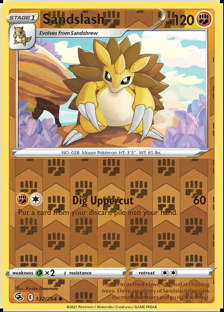 Sandslash 132/264, Fusion Strike, Reverse Holo finish, representative matte composite