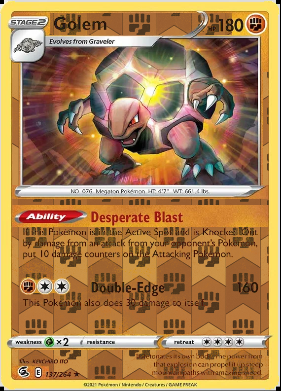 Golem 137/264, Fusion Strike, Reverse Holo finish, representative matte composite