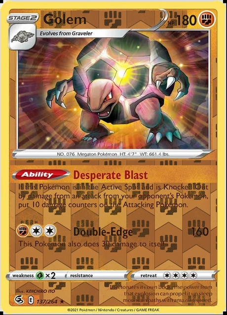 Golem 137/264, Fusion Strike, Reverse Holo finish, representative matte composite