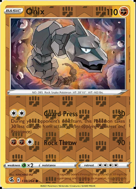 Onix 138/264, Fusion Strike, Reverse Holo finish, representative matte composite