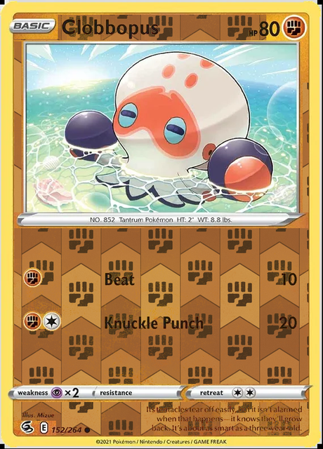Clobbopus 152/264, Fusion Strike, Reverse Holo finish, representative matte composite