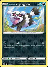 Galarian Zigzagoon 159/264, Fusion Strike, Reverse Holo finish, representative matte composite