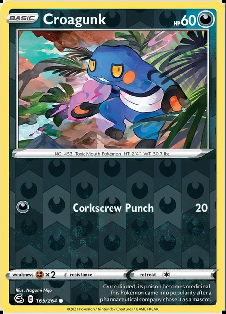 Croagunk 165/264, Fusion Strike, Reverse Holo finish, representative matte composite