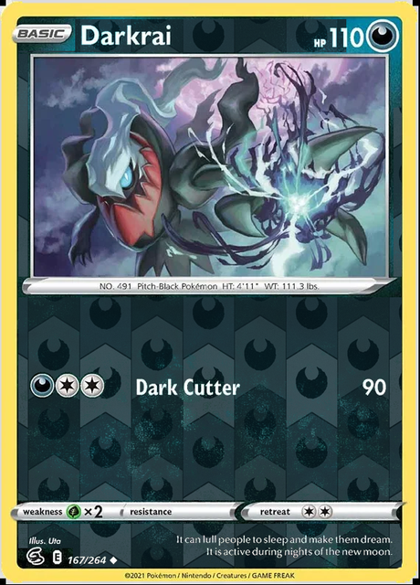 Darkrai 167/264, Fusion Strike, Reverse Holo finish, representative matte composite