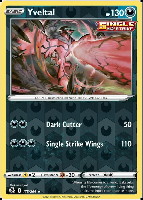 Yveltal 175/264, Fusion Strike, Reverse Holo finish, representative matte composite