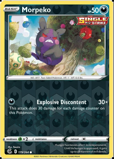 Morpeko 179/264, Fusion Strike, Reverse Holo finish, representative matte composite