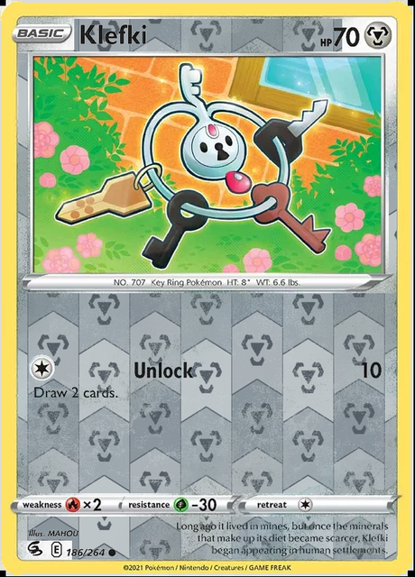 Klefki 186/264, Fusion Strike, Reverse Holo finish, representative matte composite
