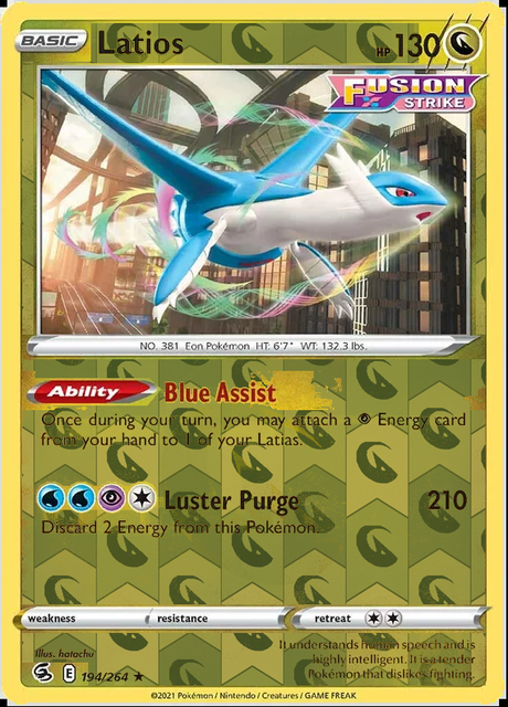 Latios 194/264, Fusion Strike, Reverse Holo finish, representative matte composite