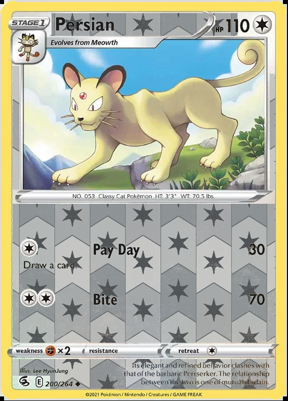Persian 200/264, Fusion Strike, Reverse Holo finish, representative matte composite