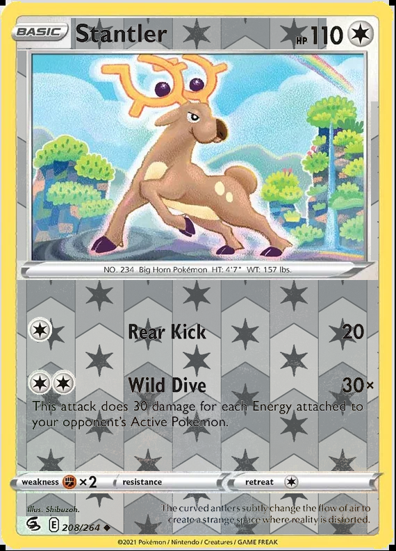 Stantler 208/264, Fusion Strike, Reverse Holo finish, representative matte composite