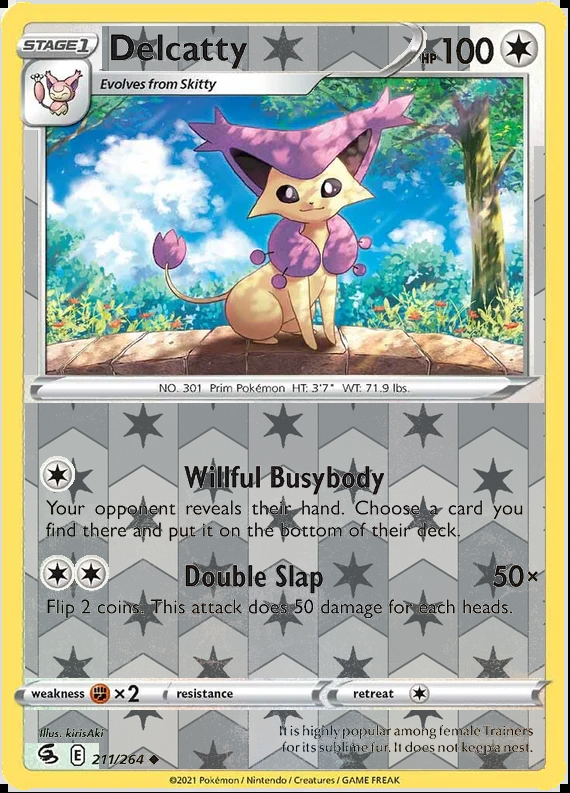 Delcatty 211/264, Fusion Strike, Reverse Holo finish, representative matte composite