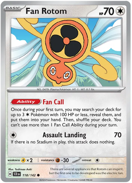 Fan Rotom Stellar Crown Pokemon Single Card 118/142