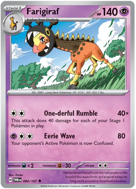 Farigiraf Twilight Masquerade Pokemon Single 084/167