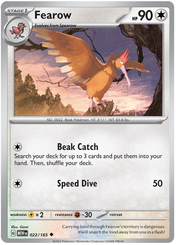 Fearow 151 Single Pokemon Card