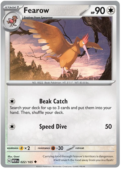 Fearow 151 Single Pokemon Card
