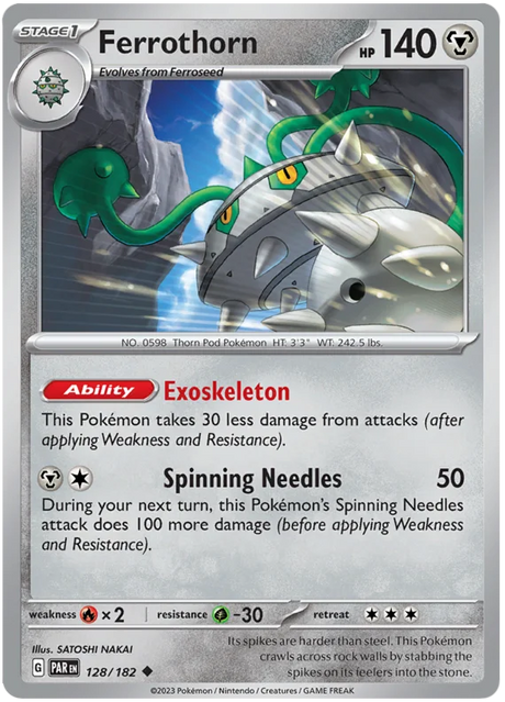 Ferrothorn Paradox Rift Single Pokemon Card 128/182