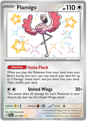 Flamigo Paldean Fates Pokemon Card Single 211/091