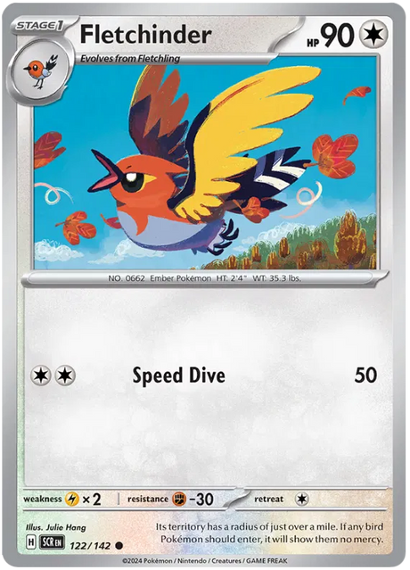 Fletchinder Stellar Crown Pokemon Single Card 122/142