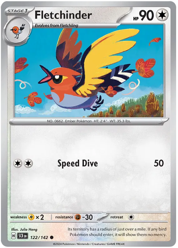 Fletchinder Stellar Crown Pokemon Single Card 122/142